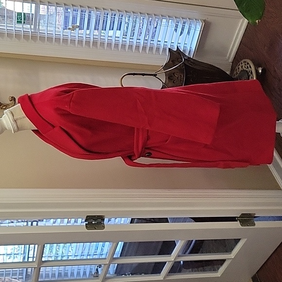 Grace Karin red double breast pea coat long winter oversize trench coat L New… - Picture 9 of 14